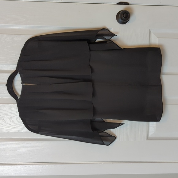 Formal blouse with sheer cape - Picture 2 of 6
